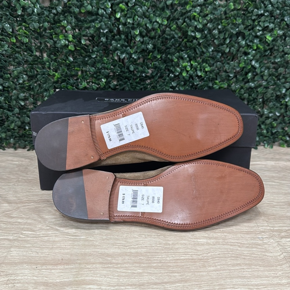 Saks Fifth Avenue Made in Italy Suede Penny Loafers - 7 - Picture 7 of 11